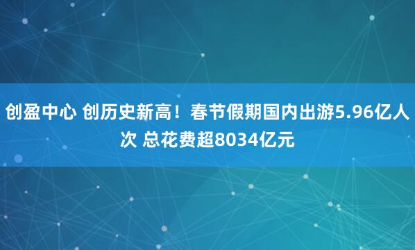 创盈中心 创历史新高！春节假期国内出游5.96亿人次 总花费超8034亿元